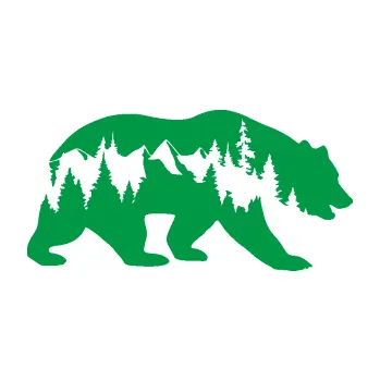 Samolepící dekorace Hory s medvědem pravá (12 - zelená) SAMOLEPKA NA AUTO, NÁLEPKA, FÓLIE, POLEP, TUNING, VLASTNÍ TEXT, TISK, AUTOSAMOLEPKY.cz, POLEPY, OBRÁZEK, LOGO, 3D STICKERS