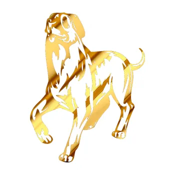 samolepka Pes 047 levá (81 - chrom fólie zlatá zrcadlová) SAMOLEPKA NA AUTO, NÁLEPKA, FÓLIE, POLEP, TUNING, VLASTNÍ TEXT, TISK, AUTOSAMOLEPKY.cz, POLEPY, OBRÁZEK, LOGO, 3D STICKERS