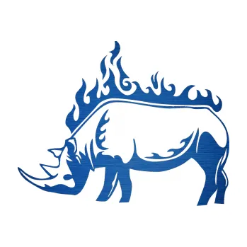 Samolepicí dekorace na vozidlo Animal flames 049 levá nosorožec (65 - škrábaný kov modrý) SAMOLEPKA NA AUTO, NÁLEPKA, FÓLIE, POLEP, TUNING, VLASTNÍ TEXT, TISK, AUTOSAMOLEPKY.cz, POLEPY, OBRÁZEK, LOGO, 3D STICKERS