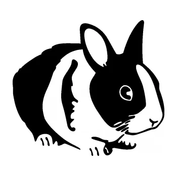 Samolepící dekorace SAMOLEPKA Králík 002 pravá zakrslý králíček (01 - černá) NA AUTO, NÁLEPKA, FÓLIE, POLEP, TUNING, VLASTNÍ TEXT, TISK, AUTOSAMOLEPKY.cz, POLEPY, OBRÁZEK, LOGO, SAMOLEPKY