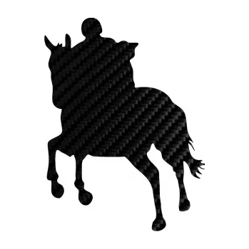 Samolepící dekorace SAMOLEPKA Kůň 021 levá s jezdcem (50 - 3D karbon černý) NA AUTO, NÁLEPKA, FÓLIE, POLEP, TUNING, VLASTNÍ TEXT, TISK, AUTOSAMOLEPKY.cz, POLEPY, OBRÁZEK, LOGO, SAMOLEPKY