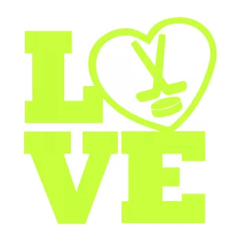 Samolepicí dekorace na vozidlo Love hokej (27 - limetová) SAMOLEPKA NA AUTO, NÁLEPKA, FÓLIE, POLEP, TUNING, VLASTNÍ TEXT, TISK, AUTOSAMOLEPKY.cz, POLEPY, OBRÁZEK, LOGO, 3D STICKERS