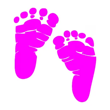Samolepicí dekorace na vozidlo Baby on board 005 levá otisk chodidel (72 - Fluorescentní růžová) SAMOLEPKA NA AUTO, NÁLEPKA, FÓLIE, POLEP, TUNING, VLASTNÍ TEXT, TISK, AUTOSAMOLEPKY.cz, POLEPY, OBRÁZEK, LOGO, 3D STICKERS