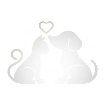 Polep vozidla SAMOLEPKA Pejsek a kočička 001 pravá (82 - odrazková reflexní bílá) NA AUTO, NÁLEPKA, FÓLIE, POLEP, TUNING, VLASTNÍ TEXT, TISK, AUTOSAMOLEPKY.cz, POLEPY, OBRÁZEK, LOGO, SAMOLEPKY