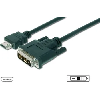Video kabel Digitus Adaptérový kabel HDMI, typ A-DVI (18 + 1) M / M, 3,0 m, Full HD, bl AK-330300-030-S