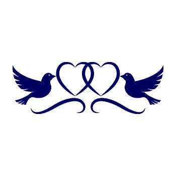 Samolepící dekorace SAMOLEPKA Novomanželé 002 holubičky se srdíčky (23 - tmavě modrá) NA AUTO, NÁLEPKA, FÓLIE, POLEP, TUNING, VLASTNÍ TEXT, TISK, AUTOSAMOLEPKY.cz, POLEPY, OBRÁZEK, LOGO, SAMOLEPKY