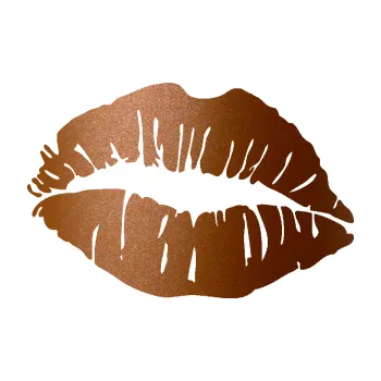 Samolepící dekorace Pusa 002 levá otisk rtů (44 - měděná metalíza) SAMOLEPKA NA AUTO, NÁLEPKA, FÓLIE, POLEP, TUNING, VLASTNÍ TEXT, TISK, AUTOSAMOLEPKY.cz, POLEPY, OBRÁZEK, LOGO, 3D STICKERS