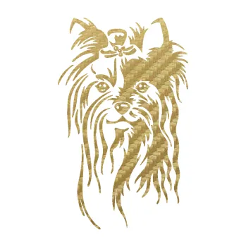 Polep vozidla SAMOLEPKA Pes 146 levá Jorkšírský teriér (59 - 3D karbon zlatý) NA AUTO, NÁLEPKA, FÓLIE, POLEP, TUNING, VLASTNÍ TEXT, TISK, AUTOSAMOLEPKY.cz, POLEPY, OBRÁZEK, LOGO, SAMOLEPKY