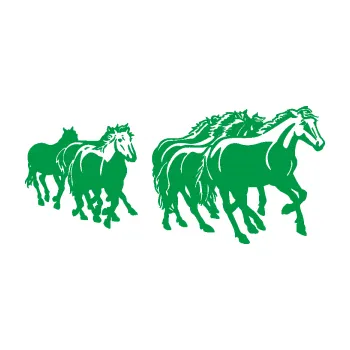 Samolepící dekorace Koníci 005 stádo pravá (12 - zelená) SAMOLEPKA NA AUTO, NÁLEPKA, FÓLIE, POLEP, TUNING, VLASTNÍ TEXT, TISK, AUTOSAMOLEPKY.cz, POLEPY, OBRÁZEK, LOGO, 3D STICKERS