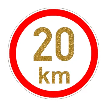 samolepka Maximální rychlost 20km - nejvyšší konstrukční rychlost (92 - Ultra Metalic zlatá) SAMOLEPKA NA AUTO, NÁLEPKA, FÓLIE, POLEP, TUNING, VLASTNÍ TEXT, TISK, AUTOSAMOLEPKY.cz, POLEPY, OBRÁZEK, LOGO, 3D STICKERS