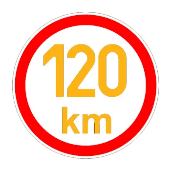 samolepka Maximální rychlost 120km - nejvyšší konstrukční rychlost (21 - světle oranžová) SAMOLEPKA NA AUTO, NÁLEPKA, FÓLIE, POLEP, TUNING, VLASTNÍ TEXT, TISK, AUTOSAMOLEPKY.cz, POLEPY, OBRÁZEK, LOGO, 3D STICKERS