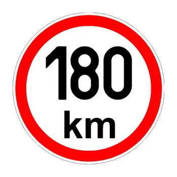 samolepka Maximální rychlost 180km - nejvyšší konstrukční rychlost (01 - černá) SAMOLEPKA NA AUTO, NÁLEPKA, FÓLIE, POLEP, TUNING, VLASTNÍ TEXT, TISK, AUTOSAMOLEPKY.cz, POLEPY, OBRÁZEK, LOGO, 3D STICKERS