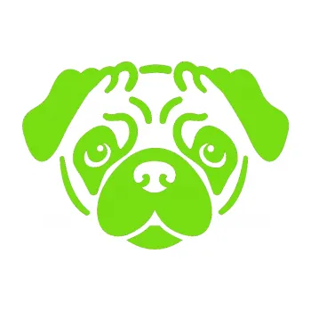 Polep vozidla Pes 067 Mopsík (04 - zelená kawasaki) SAMOLEPKA NA AUTO, NÁLEPKA, FÓLIE, POLEP, TUNING, VLASTNÍ TEXT, TISK, AUTOSAMOLEPKY.cz, POLEPY, OBRÁZEK, LOGO, 3D STICKERS