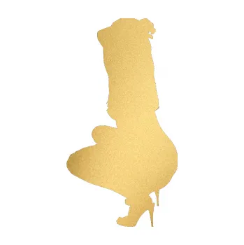 Polep vozidla Erotická žena 031 levá (43 - zlatá metalíza) SAMOLEPKA NA AUTO, NÁLEPKA, FÓLIE, POLEP, TUNING, VLASTNÍ TEXT, TISK, AUTOSAMOLEPKY.cz, POLEPY, OBRÁZEK, LOGO, 3D STICKERS