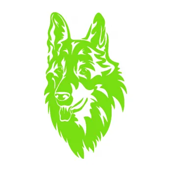 Polep vozidla Pes 128 levá německý ovčák (04 - zelená kawasaki) SAMOLEPKA NA AUTO, NÁLEPKA, FÓLIE, POLEP, TUNING, VLASTNÍ TEXT, TISK, AUTOSAMOLEPKY.cz, POLEPY, OBRÁZEK, LOGO, 3D STICKERS