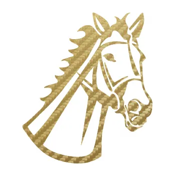 Samolepící dekorace SAMOLEPKA Kůň 044 pravá (59 - 3D karbon zlatý) NA AUTO, NÁLEPKA, FÓLIE, POLEP, TUNING, VLASTNÍ TEXT, TISK, AUTOSAMOLEPKY.cz, POLEPY, OBRÁZEK, LOGO, SAMOLEPKY