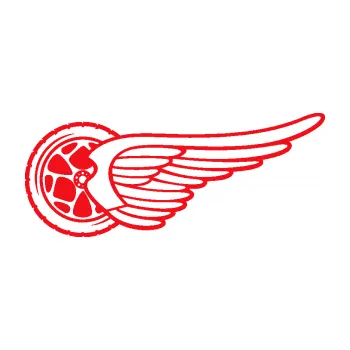 Samolepící dekorace SAMOLEPKA Kolo s křídlem levá (10 - červená) NA AUTO, NÁLEPKA, FÓLIE, POLEP, TUNING, VLASTNÍ TEXT, TISK, AUTOSAMOLEPKY.cz, POLEPY, OBRÁZEK, LOGO, SAMOLEPKY