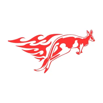 Samolepicí dekorace na vozidlo Animal flames 044 pravá klokan (02 - světle červená) SAMOLEPKA NA AUTO, NÁLEPKA, FÓLIE, POLEP, TUNING, VLASTNÍ TEXT, TISK, AUTOSAMOLEPKY.cz, POLEPY, OBRÁZEK, LOGO, 3D STICKERS