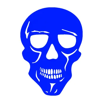 Samolepicí dekorace na vozidlo Lebka 040 pravá (19 - modrá dynamic) SAMOLEPKA NA AUTO, NÁLEPKA, FÓLIE, POLEP, TUNING, VLASTNÍ TEXT, TISK, AUTOSAMOLEPKY.cz, POLEPY, OBRÁZEK, LOGO, 3D STICKERS