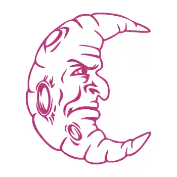 Samolepicí dekorace na vozidlo Měsíc 001 pravá s obličejem (90 - Ultra Metalic růžová) SAMOLEPKA NA AUTO, NÁLEPKA, FÓLIE, POLEP, TUNING, VLASTNÍ TEXT, TISK, AUTOSAMOLEPKY.cz, POLEPY, OBRÁZEK, LOGO, 3D STICKERS