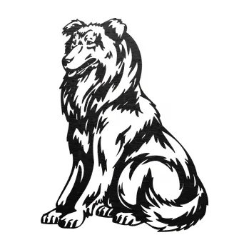 samolepka Pes 037 levá Kolie (63 - škrábaný kov černý) SAMOLEPKA NA AUTO, NÁLEPKA, FÓLIE, POLEP, TUNING, VLASTNÍ TEXT, TISK, AUTOSAMOLEPKY.cz, POLEPY, OBRÁZEK, LOGO, 3D STICKERS