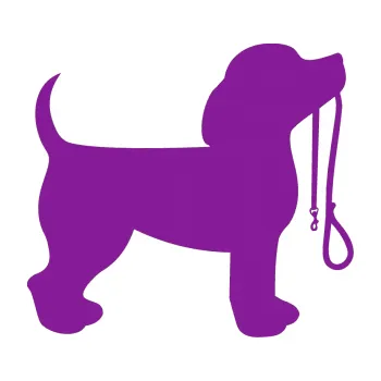 Polep vozidla SAMOLEPKA Pes 063 pravá štěnátko s vodítkem (14 - fialová) NA AUTO, NÁLEPKA, FÓLIE, POLEP, TUNING, VLASTNÍ TEXT, TISK, AUTOSAMOLEPKY.cz, POLEPY, OBRÁZEK, LOGO, SAMOLEPKY