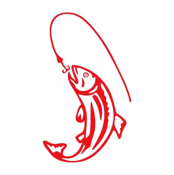 Polep vozidla SAMOLEPKA Ryba s návnadou 003 levá (10 - červená) NA AUTO, NÁLEPKA, FÓLIE, POLEP, TUNING, VLASTNÍ TEXT, TISK, AUTOSAMOLEPKY.cz, POLEPY, OBRÁZEK, LOGO, SAMOLEPKY