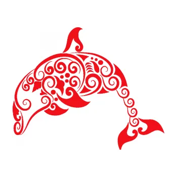 Samolepící dekorace SAMOLEPKA Interiér 015 levá delfín (10 - červená) NA AUTO, NÁLEPKA, FÓLIE, POLEP, TUNING, VLASTNÍ TEXT, TISK, AUTOSAMOLEPKY.cz, POLEPY, OBRÁZEK, LOGO, SAMOLEPKY