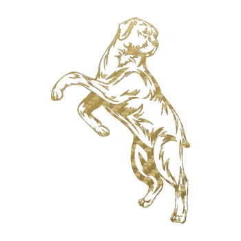 Polep vozidla SAMOLEPKA Pes 033 levá (59 - 3D karbon zlatý) NA AUTO, NÁLEPKA, FÓLIE, POLEP, TUNING, VLASTNÍ TEXT, TISK, AUTOSAMOLEPKY.cz, POLEPY, OBRÁZEK, LOGO, SAMOLEPKY