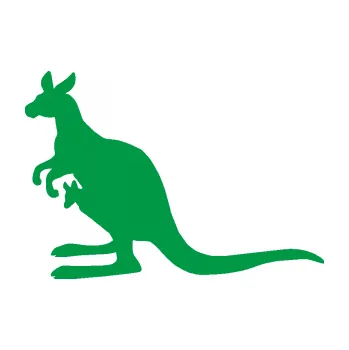 Samolepící dekorace Klokan 001 levá (12 - zelená) SAMOLEPKA NA AUTO, NÁLEPKA, FÓLIE, POLEP, TUNING, VLASTNÍ TEXT, TISK, AUTOSAMOLEPKY.cz, POLEPY, OBRÁZEK, LOGO, 3D STICKERS