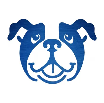 Polep vozidla Pes 069 Buldoček (65 - škrábaný kov modrý) SAMOLEPKA NA AUTO, NÁLEPKA, FÓLIE, POLEP, TUNING, VLASTNÍ TEXT, TISK, AUTOSAMOLEPKY.cz, POLEPY, OBRÁZEK, LOGO, 3D STICKERS