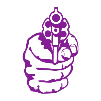 Polep vozidla SAMOLEPKA Pistolka 001 levá (14 - fialová) NA AUTO, NÁLEPKA, FÓLIE, POLEP, TUNING, VLASTNÍ TEXT, TISK, AUTOSAMOLEPKY.cz, POLEPY, OBRÁZEK, LOGO, SAMOLEPKY