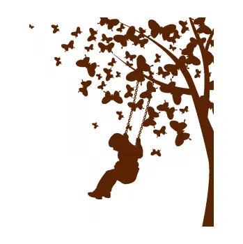 Samolepící dekorace Interiér 006 levá dítě na houpačce (15 - hnědá) SAMOLEPKA NA AUTO, NÁLEPKA, FÓLIE, POLEP, TUNING, VLASTNÍ TEXT, TISK, AUTOSAMOLEPKY.cz, POLEPY, OBRÁZEK, LOGO, 3D STICKERS