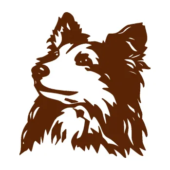 Polep vozidla Pes 141 levá šeltie (15 - hnědá) SAMOLEPKA NA AUTO, NÁLEPKA, FÓLIE, POLEP, TUNING, VLASTNÍ TEXT, TISK, AUTOSAMOLEPKY.cz, POLEPY, OBRÁZEK, LOGO, 3D STICKERS