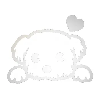 Polep vozidla SAMOLEPKA Pes 057 pravá se srdíčkem (82 - odrazková reflexní bílá) NA AUTO, NÁLEPKA, FÓLIE, POLEP, TUNING, VLASTNÍ TEXT, TISK, AUTOSAMOLEPKY.cz, POLEPY, OBRÁZEK, LOGO, SAMOLEPKY