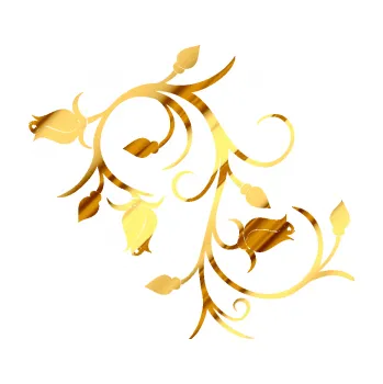 Samolepící dekorace Květina dekor 009 levá růžičky (81 - chrom fólie zlatá zrcadlová) SAMOLEPKA NA AUTO, NÁLEPKA, FÓLIE, POLEP, TUNING, VLASTNÍ TEXT, TISK, AUTOSAMOLEPKY.cz, POLEPY, OBRÁZEK, LOGO, 3D STICKERS