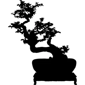 Samolepící dekorace FUGU Samolepka na zeď-Bonsai jednobarevná Barva: černá 070, Rozměr: bonsai 32x40