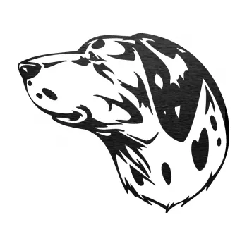 samolepka Pes 002 levá Dalmatin (63 - škrábaný kov černý) SAMOLEPKA NA AUTO, NÁLEPKA, FÓLIE, POLEP, TUNING, VLASTNÍ TEXT, TISK, AUTOSAMOLEPKY.cz, POLEPY, OBRÁZEK, LOGO, 3D STICKERS