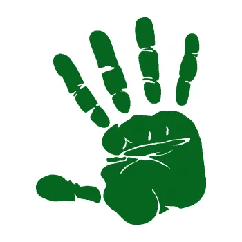 Samolepící dekorace Otisk ruky levá (20 - tmavě zelená) SAMOLEPKA NA AUTO, NÁLEPKA, FÓLIE, POLEP, TUNING, VLASTNÍ TEXT, TISK, AUTOSAMOLEPKY.cz, POLEPY, OBRÁZEK, LOGO, 3D STICKERS