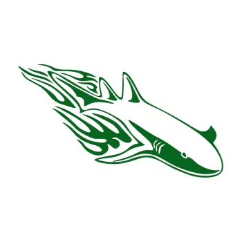 Samolepicí dekorace na vozidlo Animal flames 048 pravá žralok (20 - tmavě zelená) SAMOLEPKA NA AUTO, NÁLEPKA, FÓLIE, POLEP, TUNING, VLASTNÍ TEXT, TISK, AUTOSAMOLEPKY.cz, POLEPY, OBRÁZEK, LOGO, 3D STICKERS