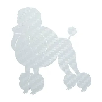 Polep vozidla SAMOLEPKA Pes 092 levá Pudl (51 - 3D karbon bílý) NA AUTO, NÁLEPKA, FÓLIE, POLEP, TUNING, VLASTNÍ TEXT, TISK, AUTOSAMOLEPKY.cz, POLEPY, OBRÁZEK, LOGO, SAMOLEPKY