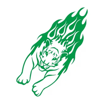 Samolepicí dekorace na vozidlo Animal flames 024 levá tygr (12 - zelená) SAMOLEPKA NA AUTO, NÁLEPKA, FÓLIE, POLEP, TUNING, VLASTNÍ TEXT, TISK, AUTOSAMOLEPKY.cz, POLEPY, OBRÁZEK, LOGO, 3D STICKERS