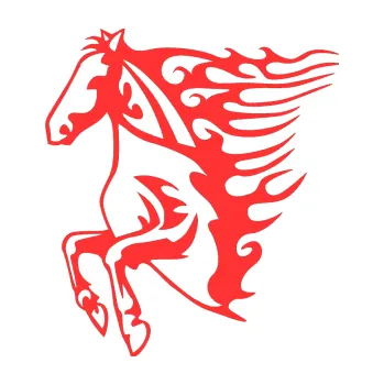 Samolepicí dekorace na vozidlo Animal flames 005 levá kůň (02 - světle červená) SAMOLEPKA NA AUTO, NÁLEPKA, FÓLIE, POLEP, TUNING, VLASTNÍ TEXT, TISK, AUTOSAMOLEPKY.cz, POLEPY, OBRÁZEK, LOGO, 3D STICKERS