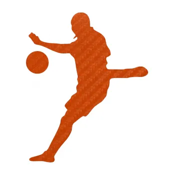 Samolepicí dekorace na vozidlo Fotbalista 022 levá (54 - 3D karbon oranžový) SAMOLEPKA NA AUTO, NÁLEPKA, FÓLIE, POLEP, TUNING, VLASTNÍ TEXT, TISK, AUTOSAMOLEPKY.cz, POLEPY, OBRÁZEK, LOGO, 3D STICKERS