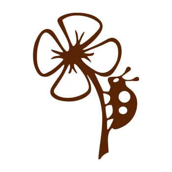 Samolepící dekorace Beruška na lístečku levá (15 - hnědá) SAMOLEPKA NA AUTO, NÁLEPKA, FÓLIE, POLEP, TUNING, VLASTNÍ TEXT, TISK, AUTOSAMOLEPKY.cz, POLEPY, OBRÁZEK, LOGO, 3D STICKERS