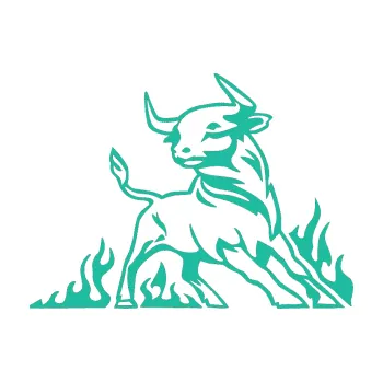 Samolepicí dekorace na vozidlo Animal flames 062 pravá býk (25 - tyrkysová) SAMOLEPKA NA AUTO, NÁLEPKA, FÓLIE, POLEP, TUNING, VLASTNÍ TEXT, TISK, AUTOSAMOLEPKY.cz, POLEPY, OBRÁZEK, LOGO, 3D STICKERS