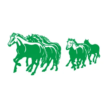 Samolepící dekorace Koníci 005 stádo levá (12 - zelená) SAMOLEPKA NA AUTO, NÁLEPKA, FÓLIE, POLEP, TUNING, VLASTNÍ TEXT, TISK, AUTOSAMOLEPKY.cz, POLEPY, OBRÁZEK, LOGO, 3D STICKERS