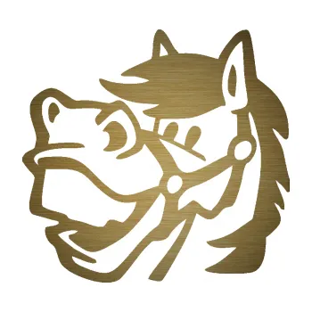 Samolepící dekorace SAMOLEPKA Kůň 041 levá veselý (64 - škrábaný kov zlatý) NA AUTO, NÁLEPKA, FÓLIE, POLEP, TUNING, VLASTNÍ TEXT, TISK, AUTOSAMOLEPKY.cz, POLEPY, OBRÁZEK, LOGO, SAMOLEPKY