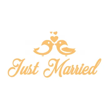 Samolepící dekorace Just Married 003 ptáčci (08 - béžová) SAMOLEPKA NA AUTO, NÁLEPKA, FÓLIE, POLEP, TUNING, VLASTNÍ TEXT, TISK, AUTOSAMOLEPKY.cz, POLEPY, OBRÁZEK, LOGO, 3D STICKERS