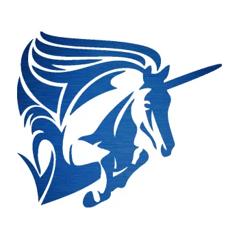 Samolepící dekorace SAMOLEPKA Kůň jednorožec 001 pravá (65 - škrábaný kov modrý) NA AUTO, NÁLEPKA, FÓLIE, POLEP, TUNING, VLASTNÍ TEXT, TISK, AUTOSAMOLEPKY.cz, POLEPY, OBRÁZEK, LOGO, SAMOLEPKY